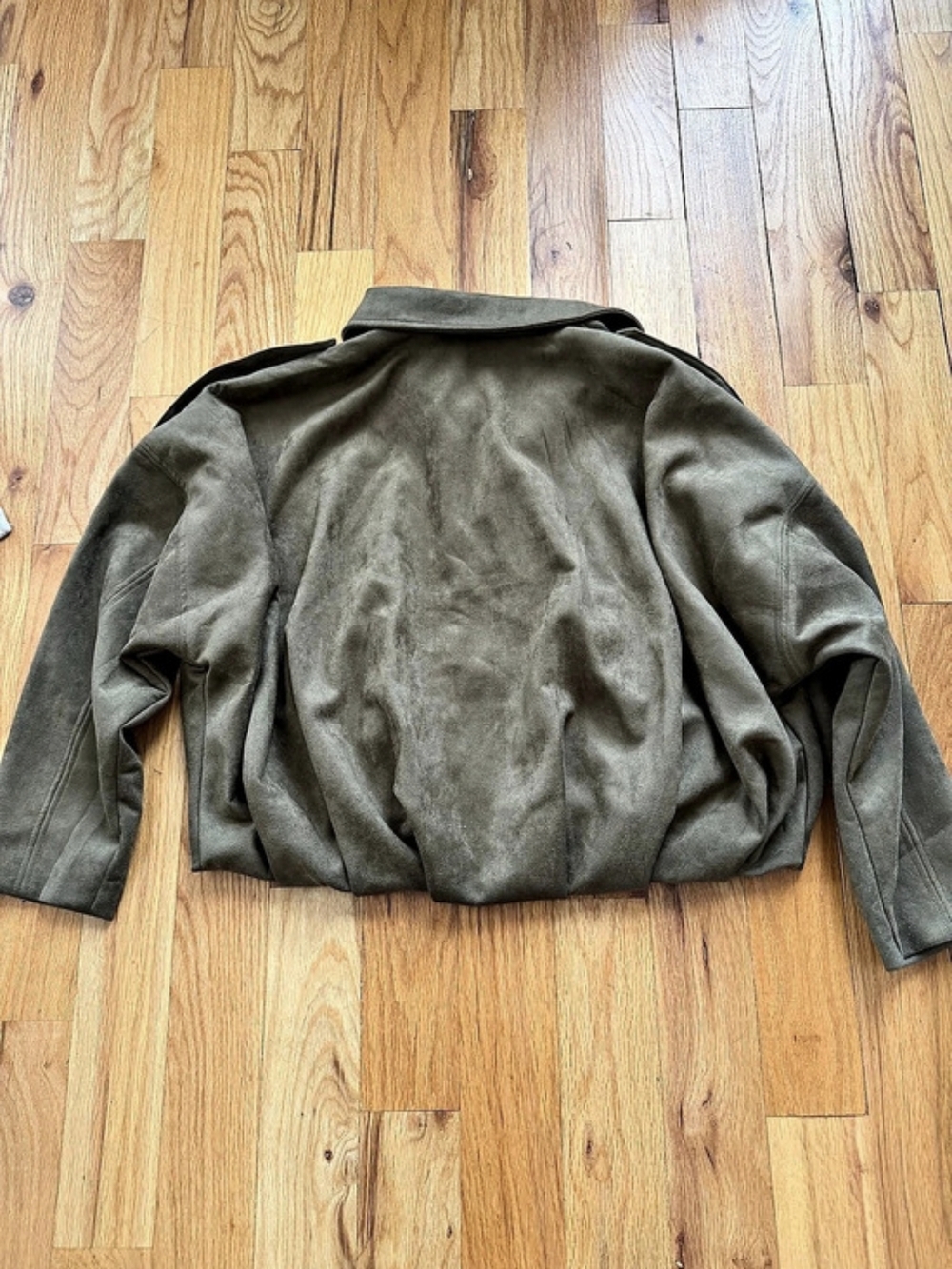 Womens Faux Suede Olive Utility Jacket
